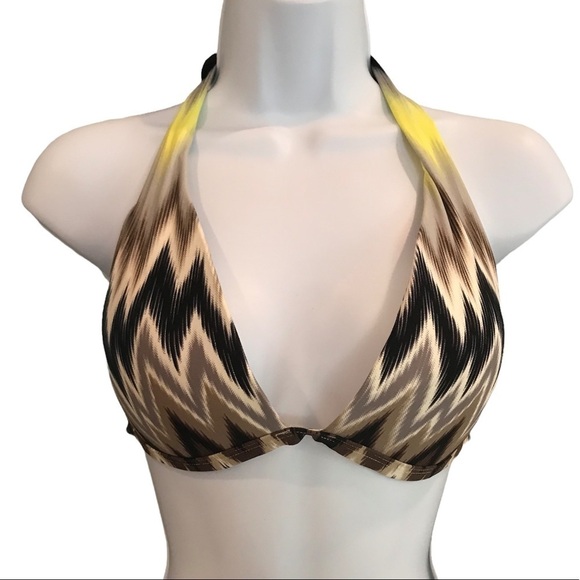 NWT Vince Camuto Women’s Multicolor Chevron Print Swimsuit Bikini Top Size L - Picture 1 of 5